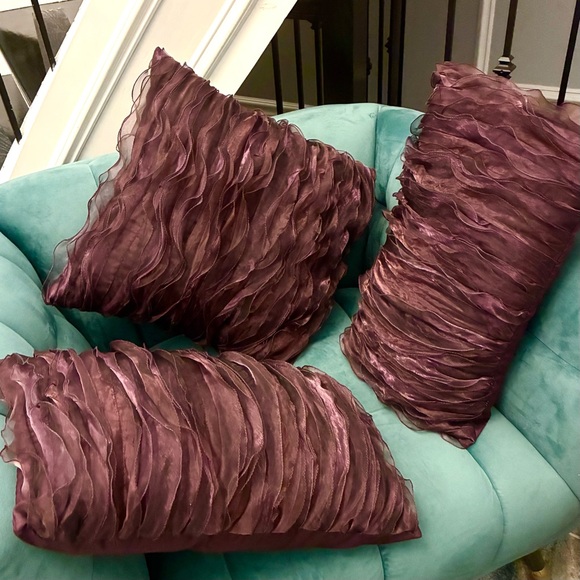 Set of Three Purple Decorative Pillows - Picture 2 of 4